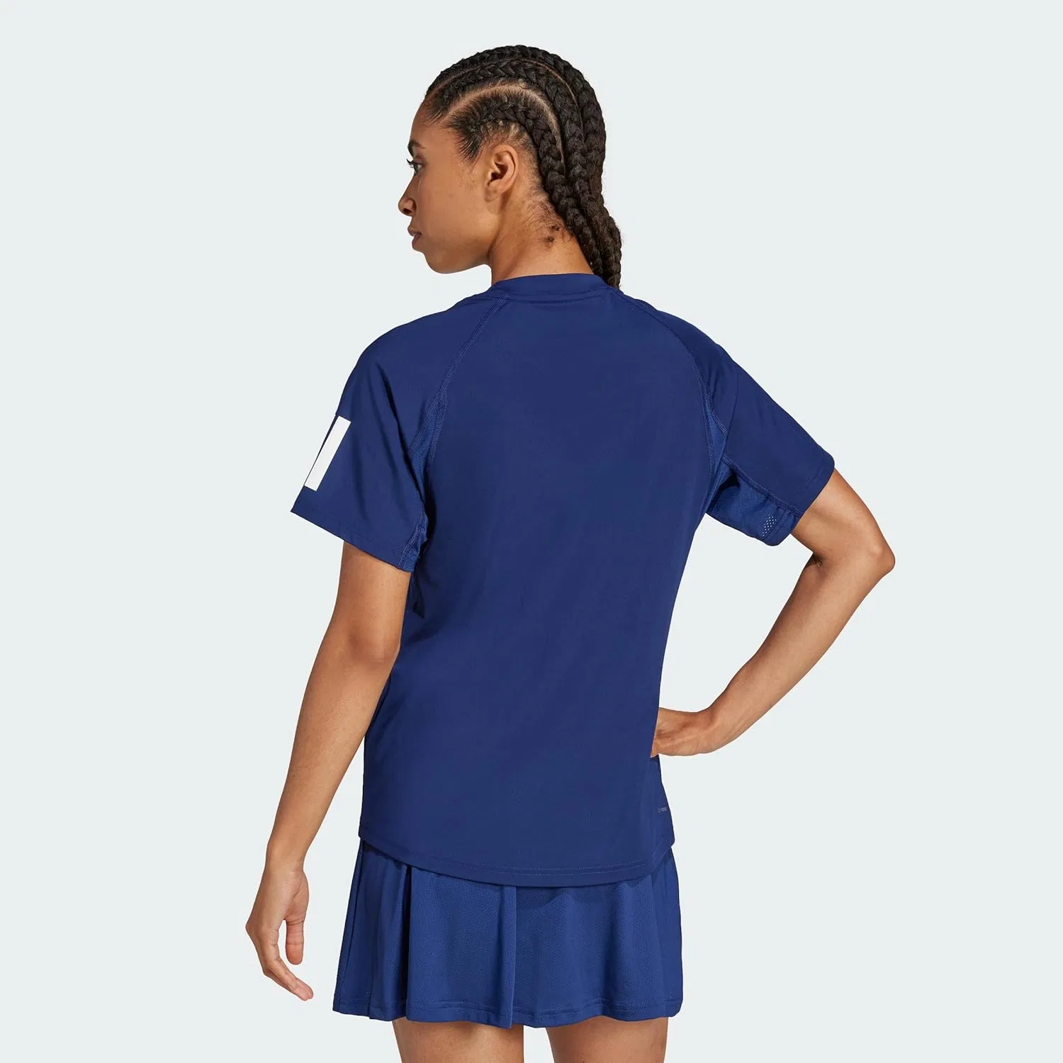 Футболка теннисная adidas Club 3 Stripe Climacool, темно-синяя — фото 4