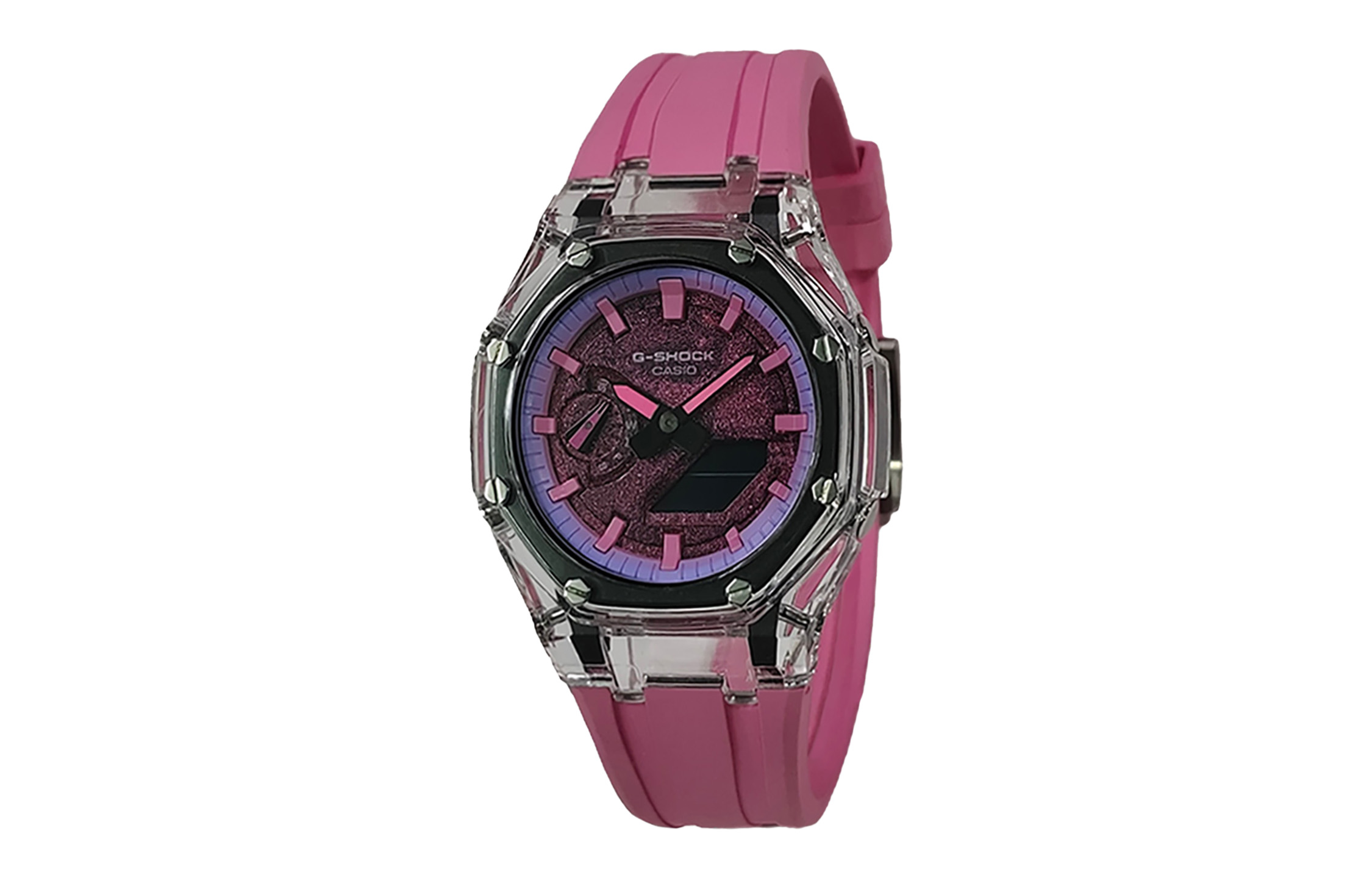 

CASIO Часы Retrofit Series GA2100 Collection Quartz Movement Fluoroelastomer Strap Watch Unisex Purple Watch Dial