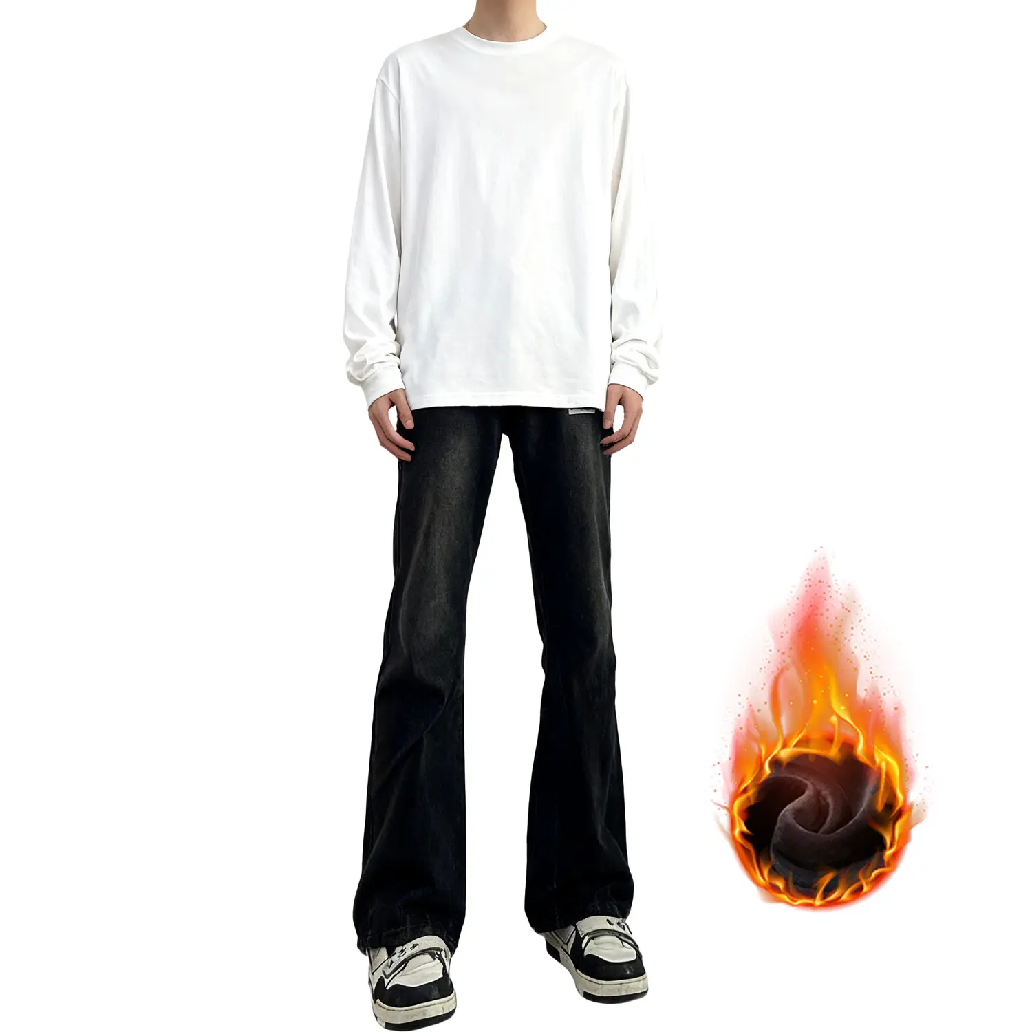 

Джинсы Unisex утепленные с флисовой подкладкой Slim Fit ZIAREL, черный серый (fleece-lined)