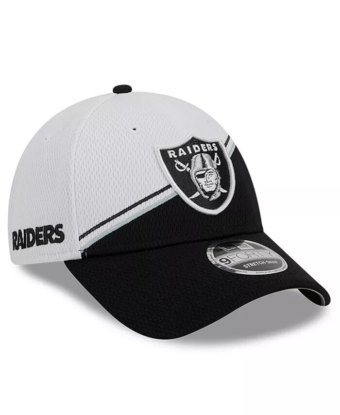 

Мужская белая, черная регулируемая кепка Las Vegas Raiders 2023 Sideline 9FORTY New Era, белый