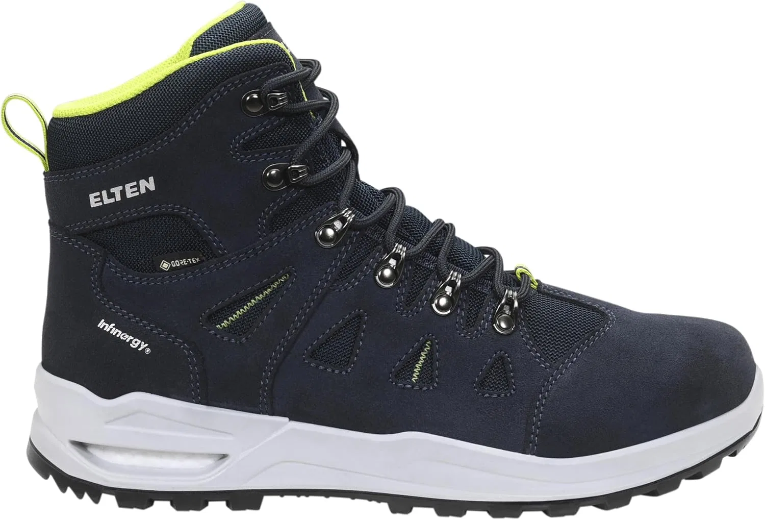 Рабочие ботинки ELTEN Riley XXF GTX Blue-Lime Mid ESD O2 WR CI для мужчин и женщин, кожа/текстиль, легкие, классический дизайн, сине-зеленый цвет — фото 2