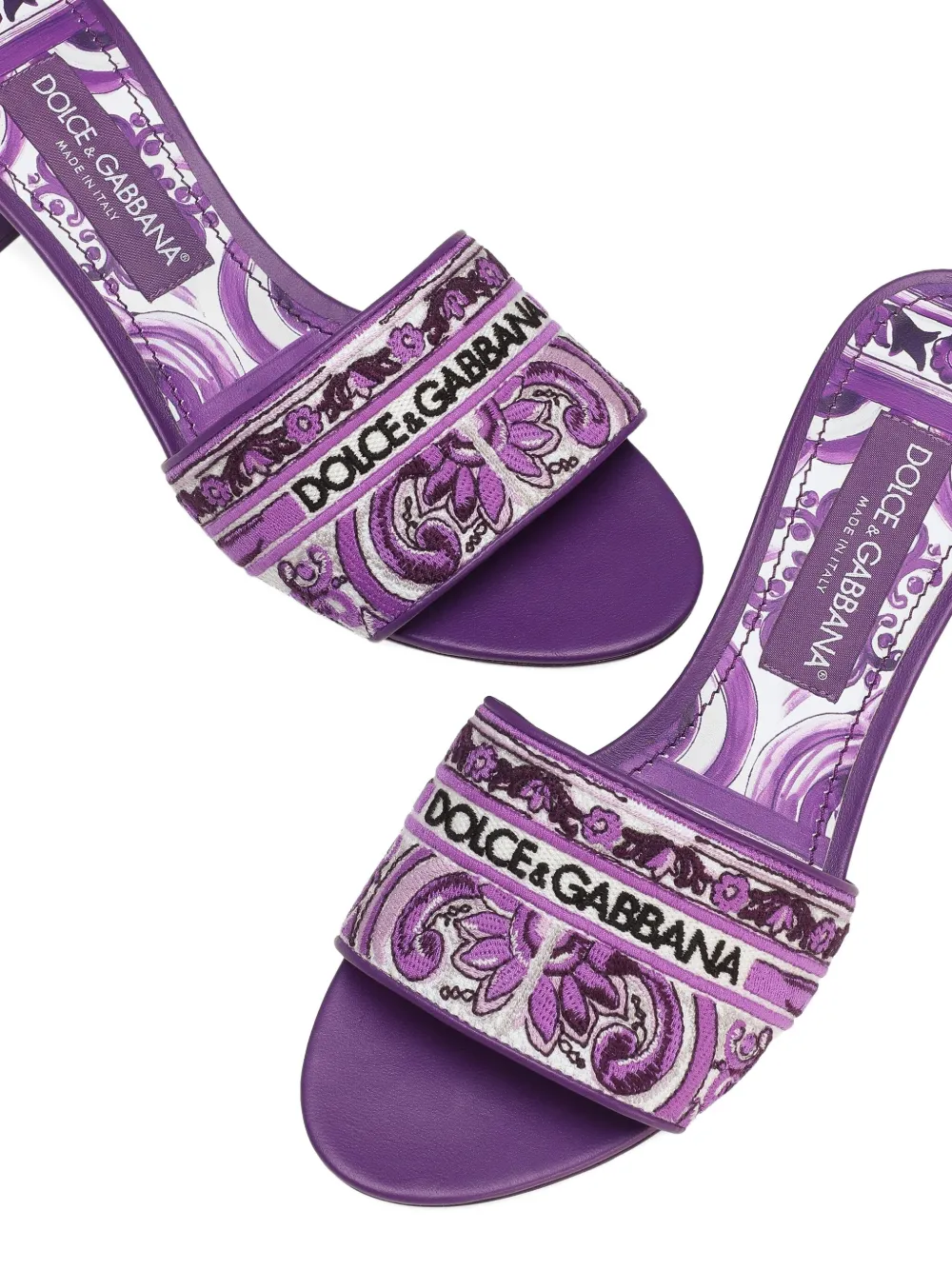 Жаккардовые мюли с узором Majolica DOLCE & GABBANA, фиолетовый — фото 4