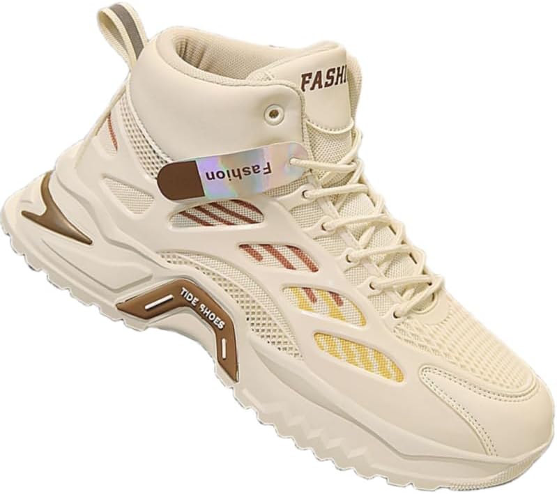 

Модные мужские кроссовки средней высоты - повседневный уличный стиль, шнуровка, круглый носок, кроссовки на все сезоны Fmshi, бежевый