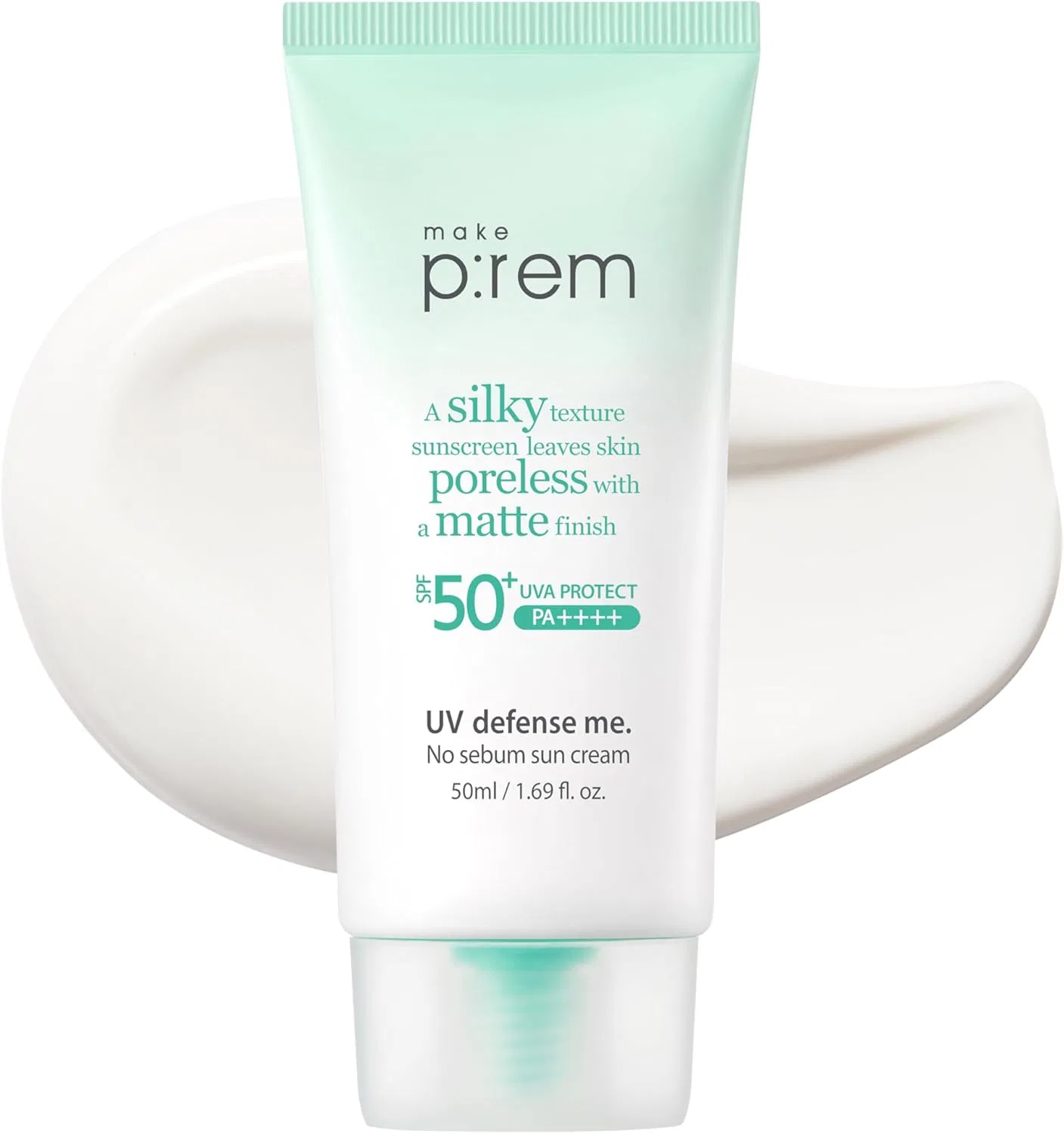 Солнцезащитный крем Make Prem UV Defense Me No Sebum Sun SPF50+ PA++++ 50ml белый Makep:Rem