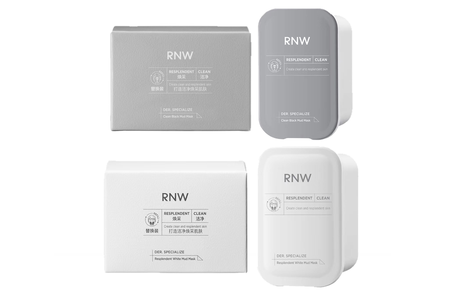 

Двухцветная глиняная маска Two Tone Clay Mask для лица осветляющая, очищающая, против акне 60г+60г RNW