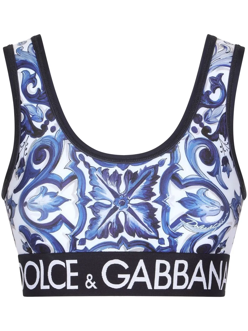 

Укороченный топ с принтом Majolica DOLCE & GABBANA, синий
