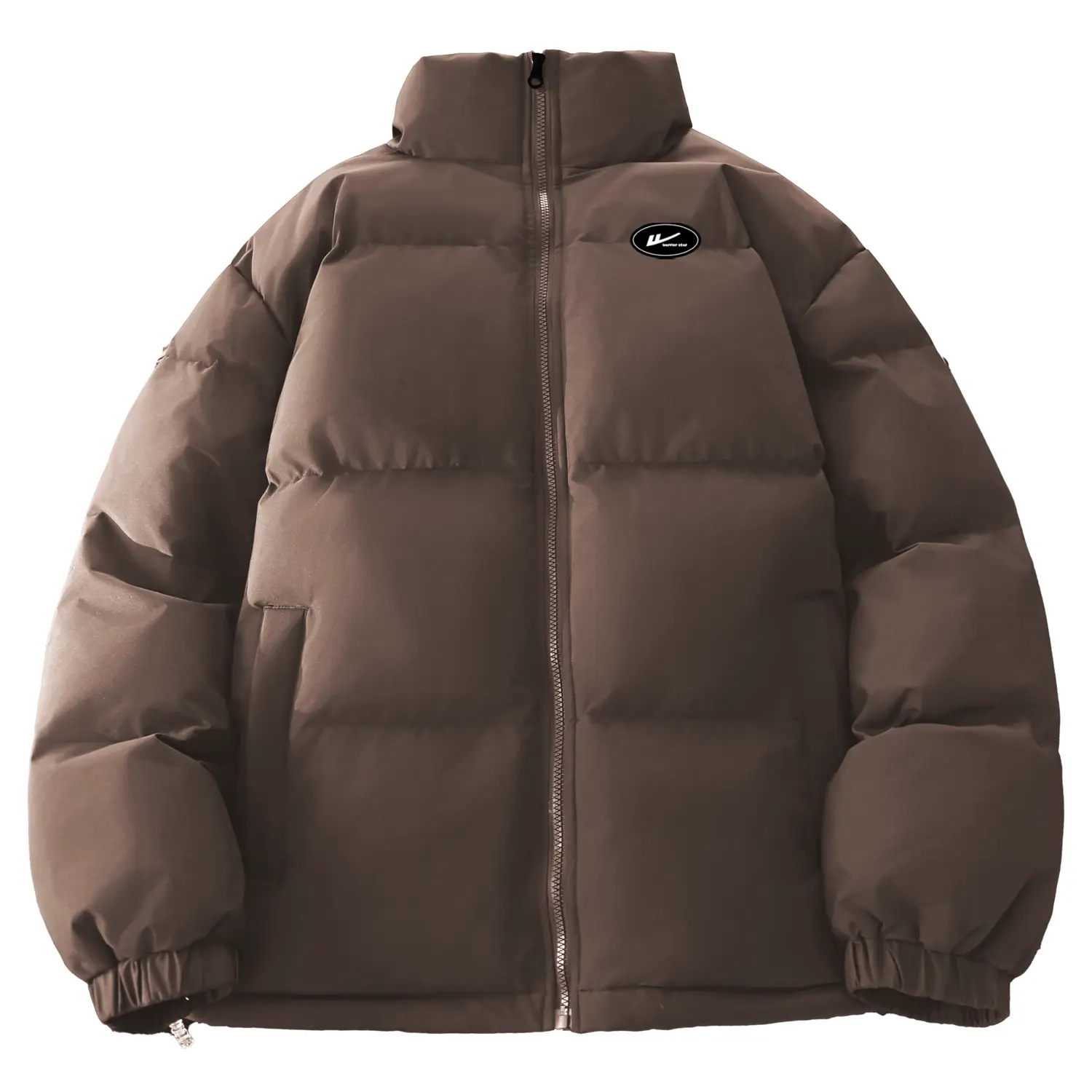 

Пуховик женский с воротником стойкой утепленный стеганый WARRIOR, coffee (diy badge)