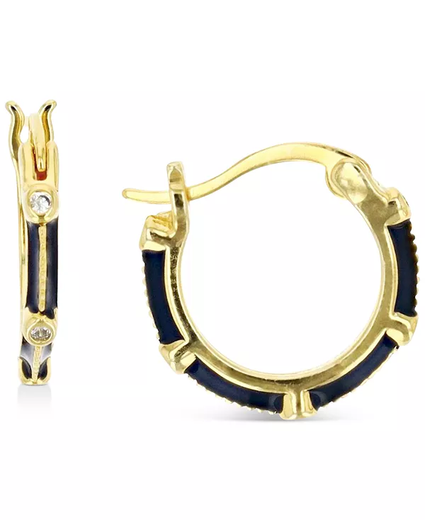 

Маленькие серьги-кольца с кубическим цирконием и эмалью, 0,55 дюйма Macy'S, black/gold