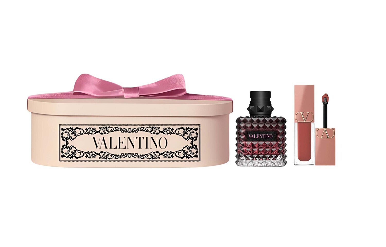 

Набор парфюма Limited Adventure Miss Lip Balm Fan Velvet Heart Box с ароматами жасмина и ванили 50мл+6,5мл/30мл+6,5мл Valentino