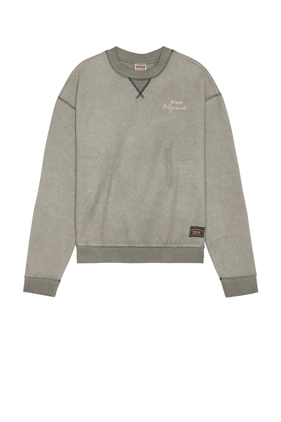 

Свитер с круглым вырезом из перевернутого флиса Guess Originals, черный