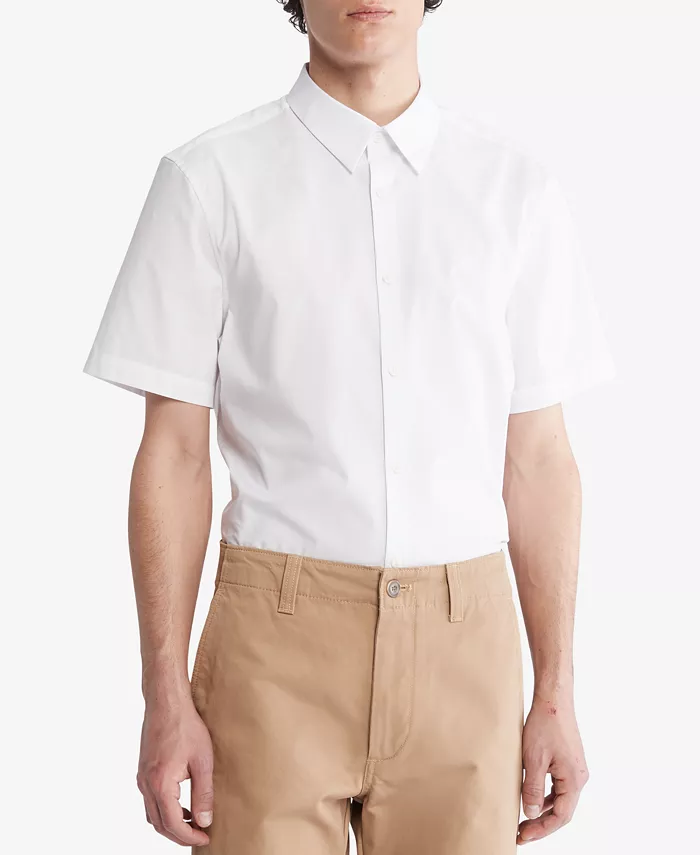 

Мужская облегающая рубашка из эластичной ткани Calvin Klein, белый