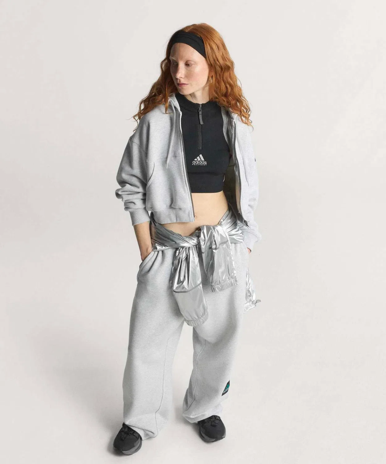 Кроп-худи EQT adidas Originals серое — фото 2