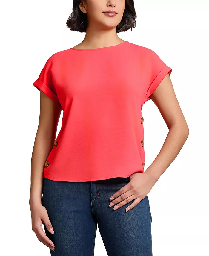 

Женская блуза с коротким рукавом и боковой застежкой Jones New York, красный