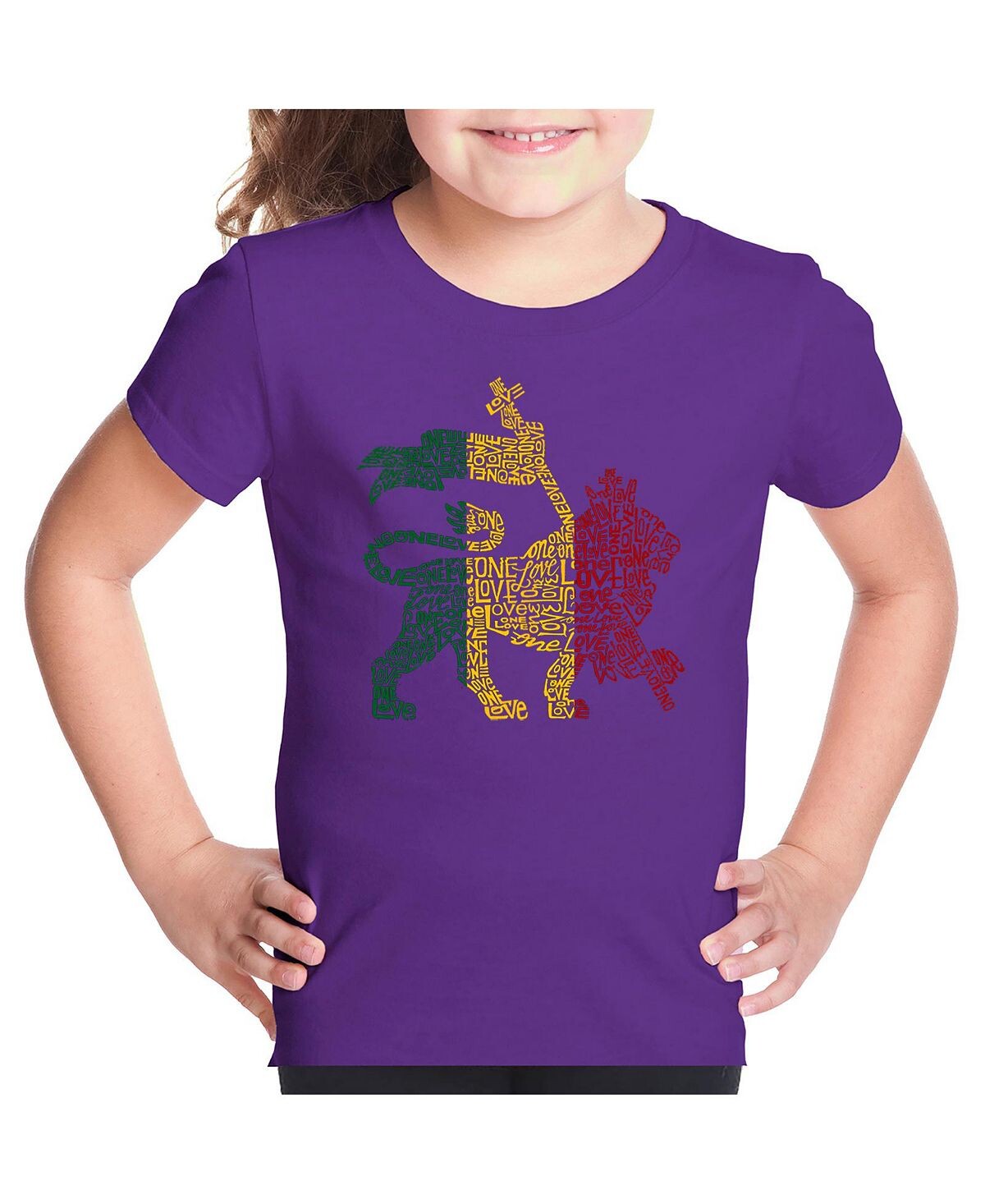 

Футболка с рисунком Word Art для большой девочки — One Love Lion LA Pop Art
