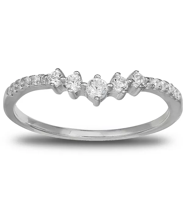 

V-Образное кольцо с кубическим цирконием из стерлингового серебра, созданное для Macy's Giani Bernini, silver