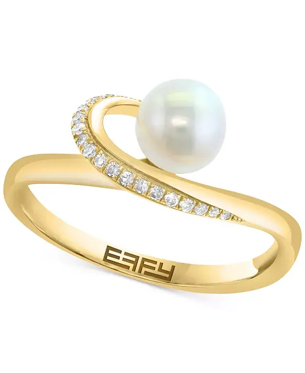 

Кольцо Effy с культивированным пресноводным жемчугом (6 мм) и бриллиантом (1/10 карата) из 14-каратного золота Effy Collection, gold