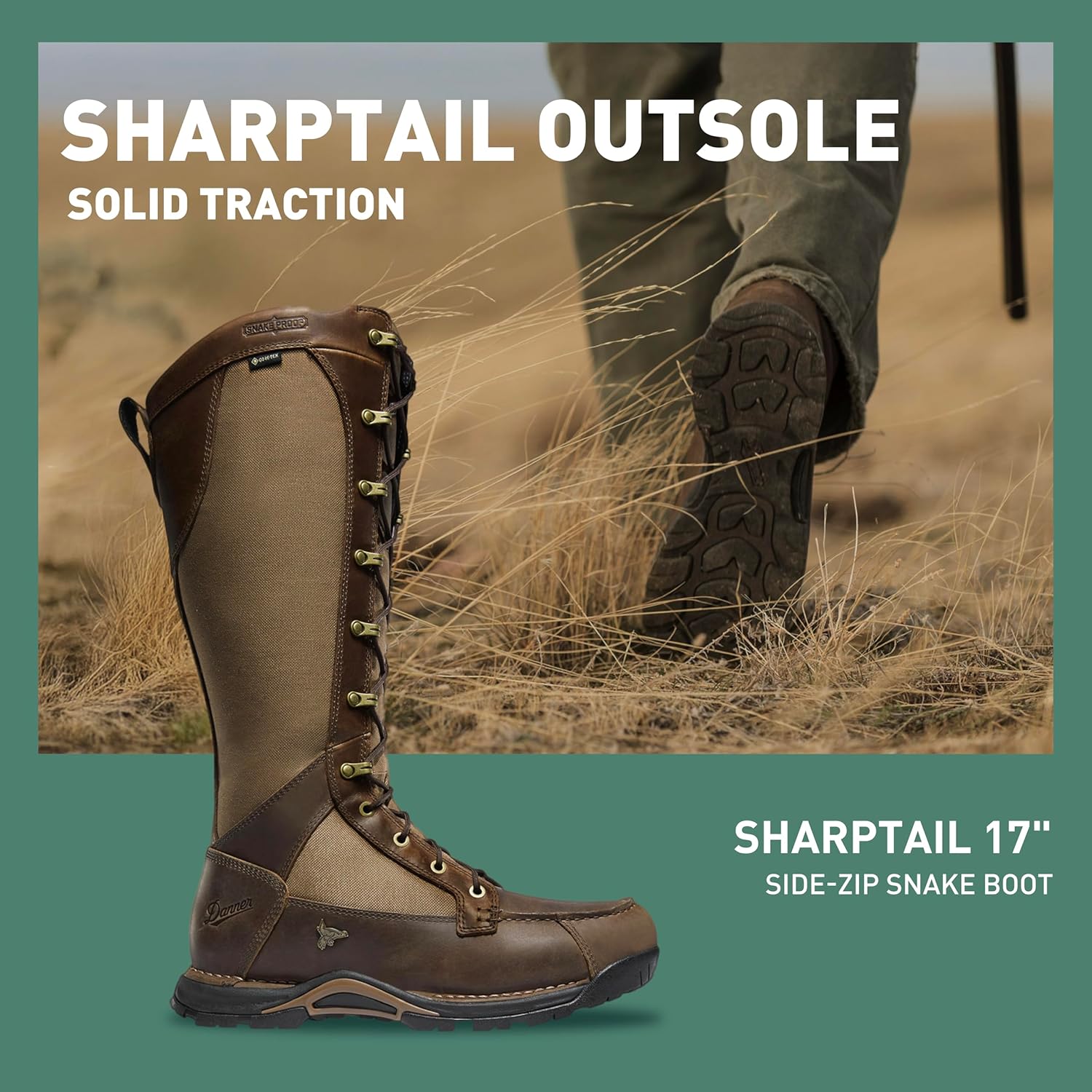 Мужские ботинки Danner Sharptail Snake с боковой молнией, коричневый — фото 2