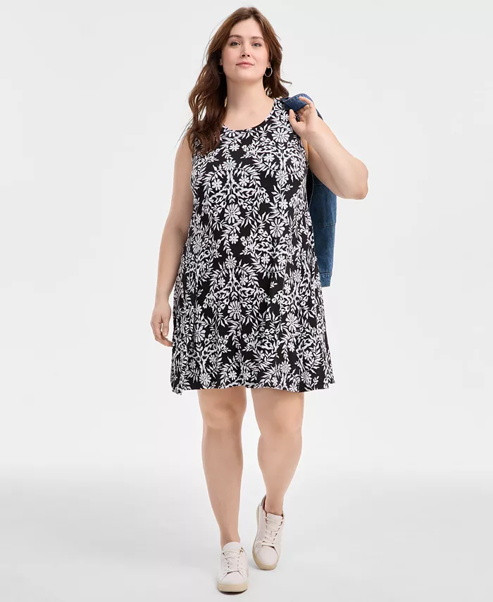 

Платье без рукавов с принтом Plus Size на бретелях Style & Co, черный