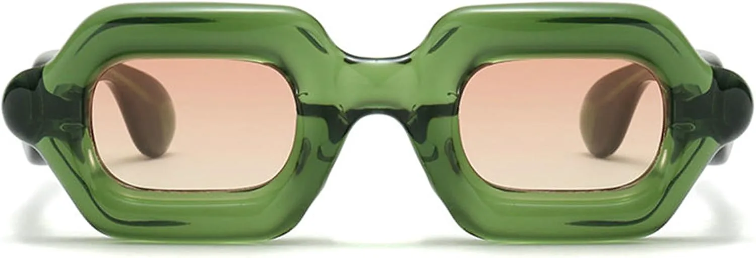 

Солнцезащитные очки в стиле панк от Helena для женщин и мужчин, хип-хоп, градиентные, роскошные, с толстыми многоугольными линзами, модные очки в стиле Y2K, C2