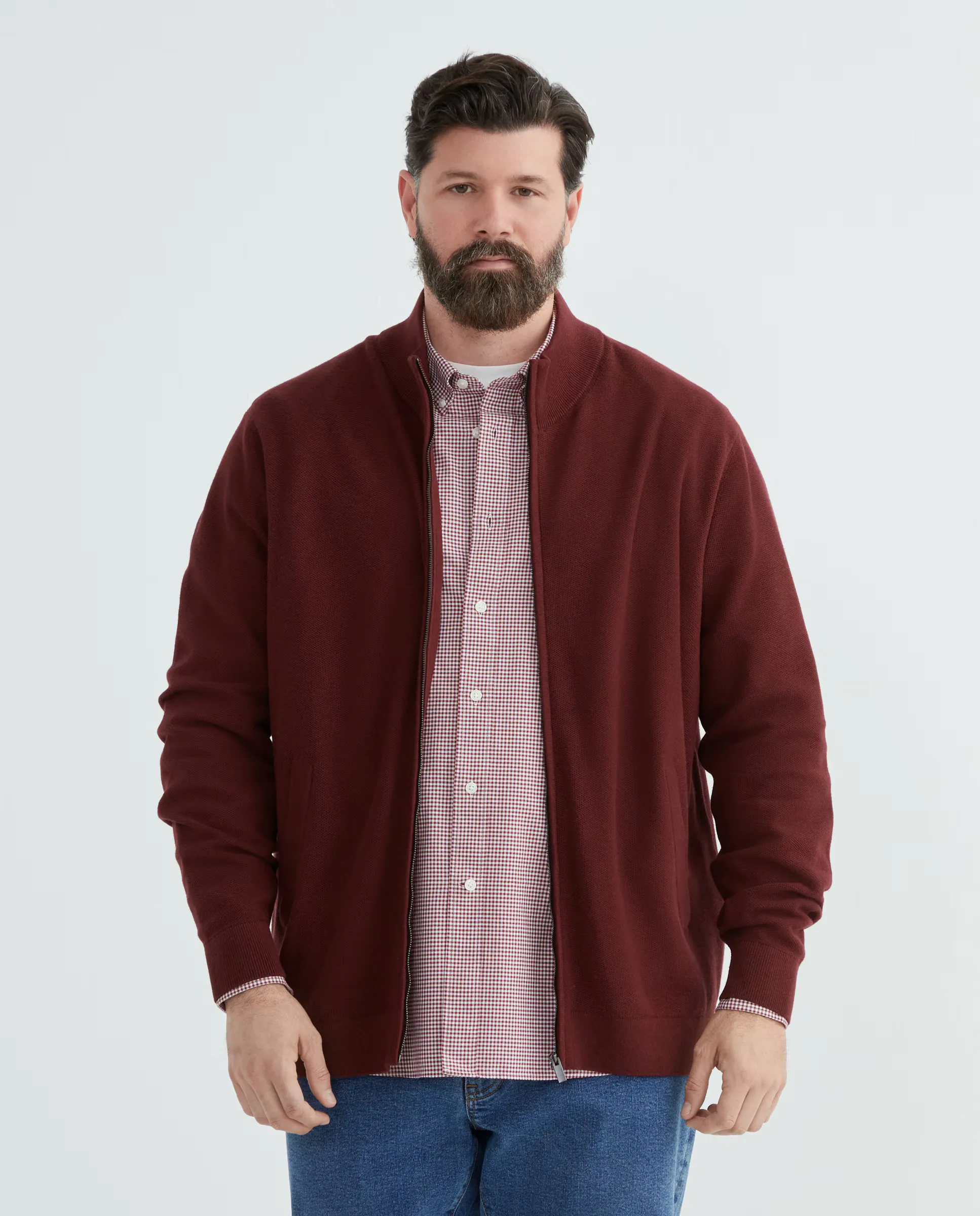 

Кардиган на молнии для мужчин больших размеров Dustin, бордовый