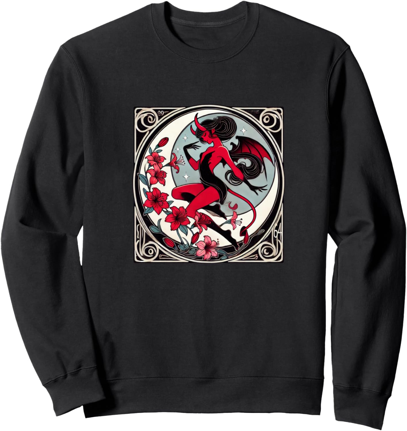 

Иллюстрация в стиле пин-ап «Девушка-дьявол», толстовка с изображением девушки-дьявола Retro Devil Loves Snugg, черный