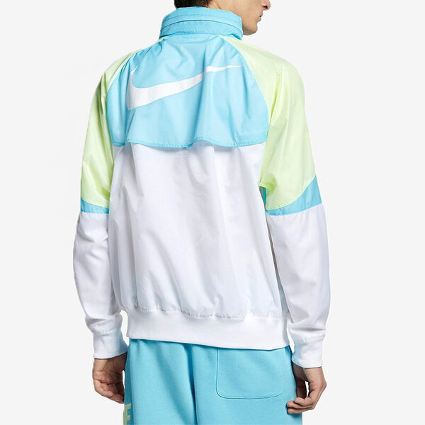 Куртка Nike Sports Windproof Colorblock hooded Logo Jacket Blue White Bluewhite, белый — фото 4