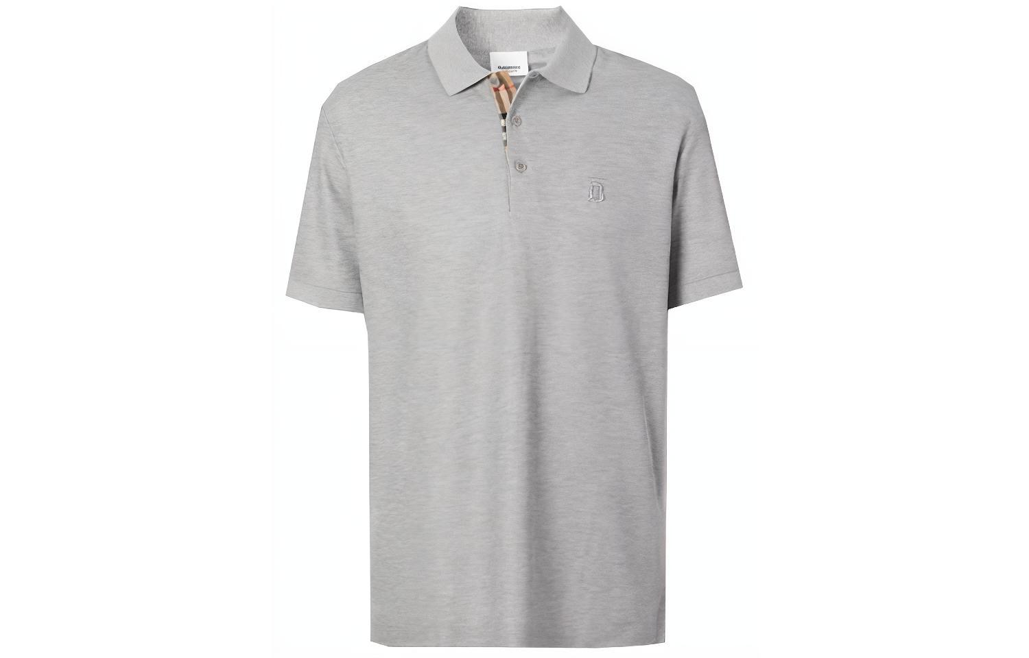 

Рубашка-поло из хлопкового пике с монограммой Burberry, Light Heather Gray