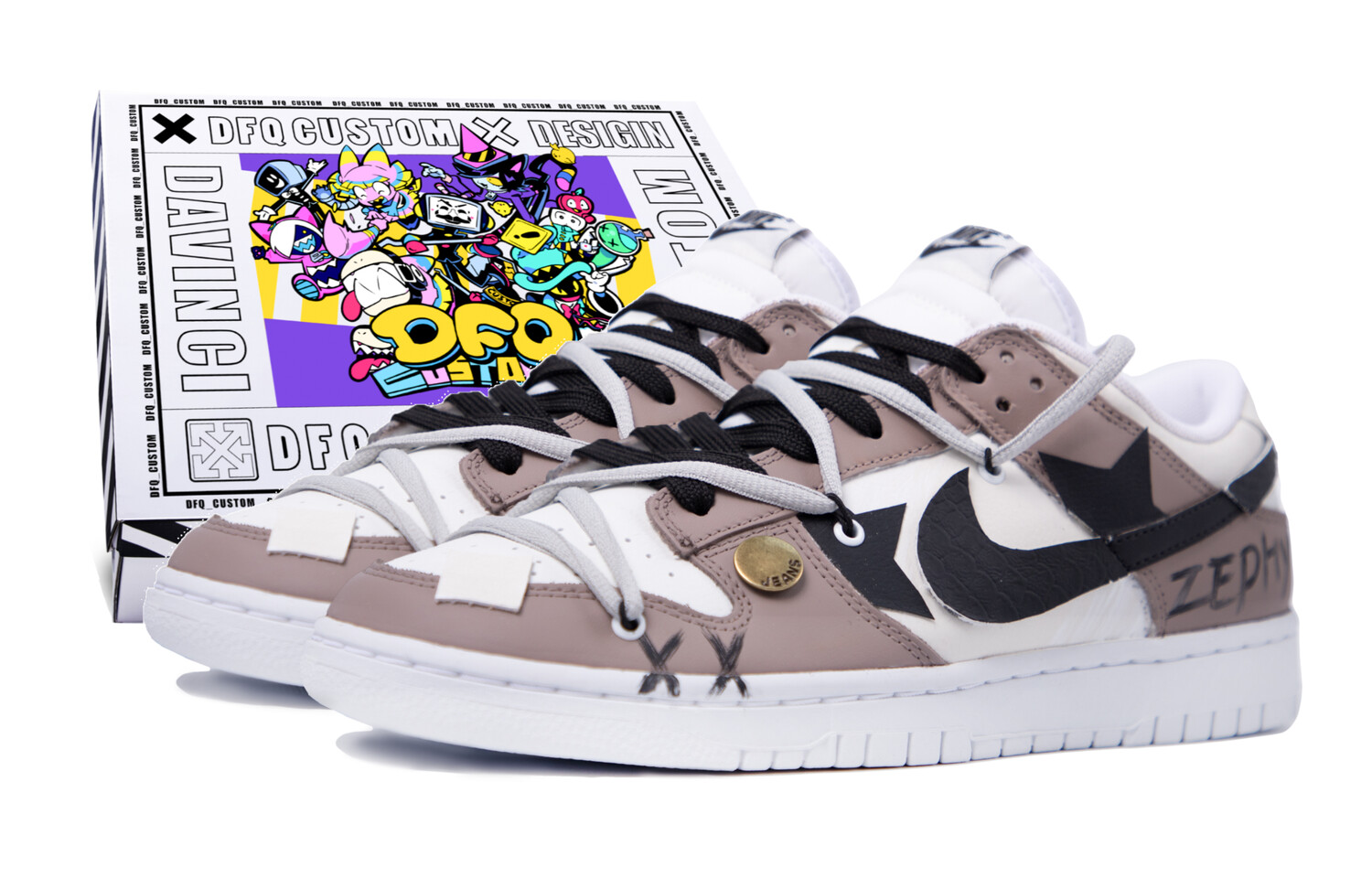 

Кроссовки Nike Dunk Skateboarding Shoes Men Low-top Brown/white/black, цвет Coffee