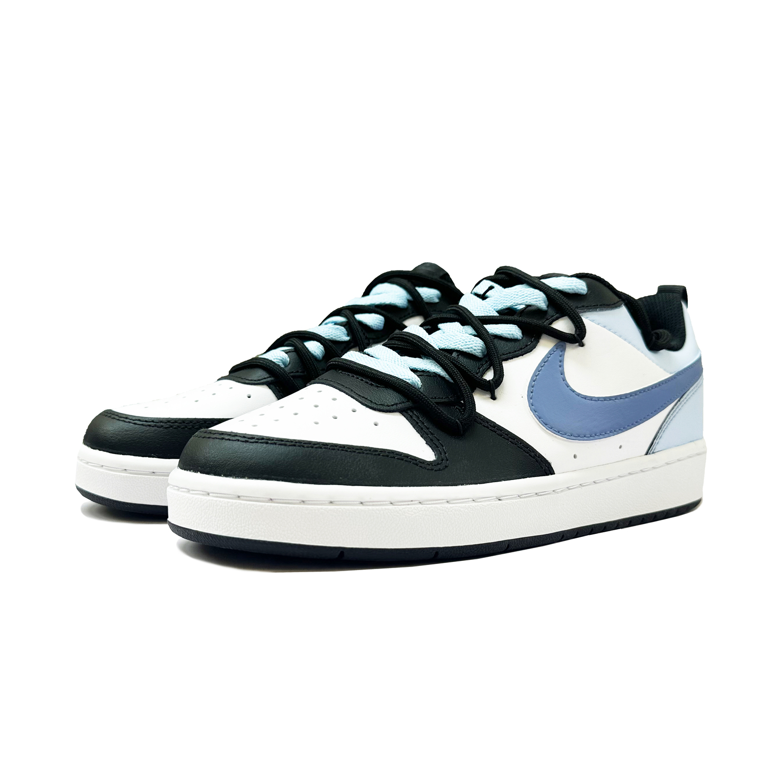 Nike Кроссовки Court Borough Feather Fan Low Top Skateboard GS черно-бело-синие, цвет Black White Blue — фото 2