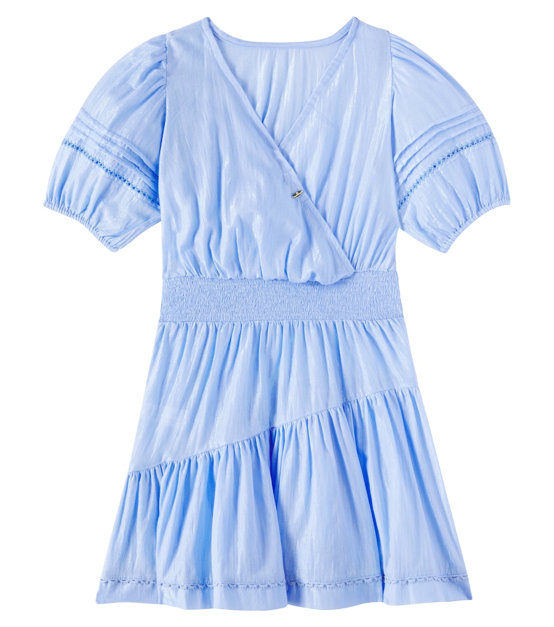 Шифоновая блуза Chantal из хлопка с добавлением ламе Poupette St Barth Kids, Light Blue 25 Plain — фото 4