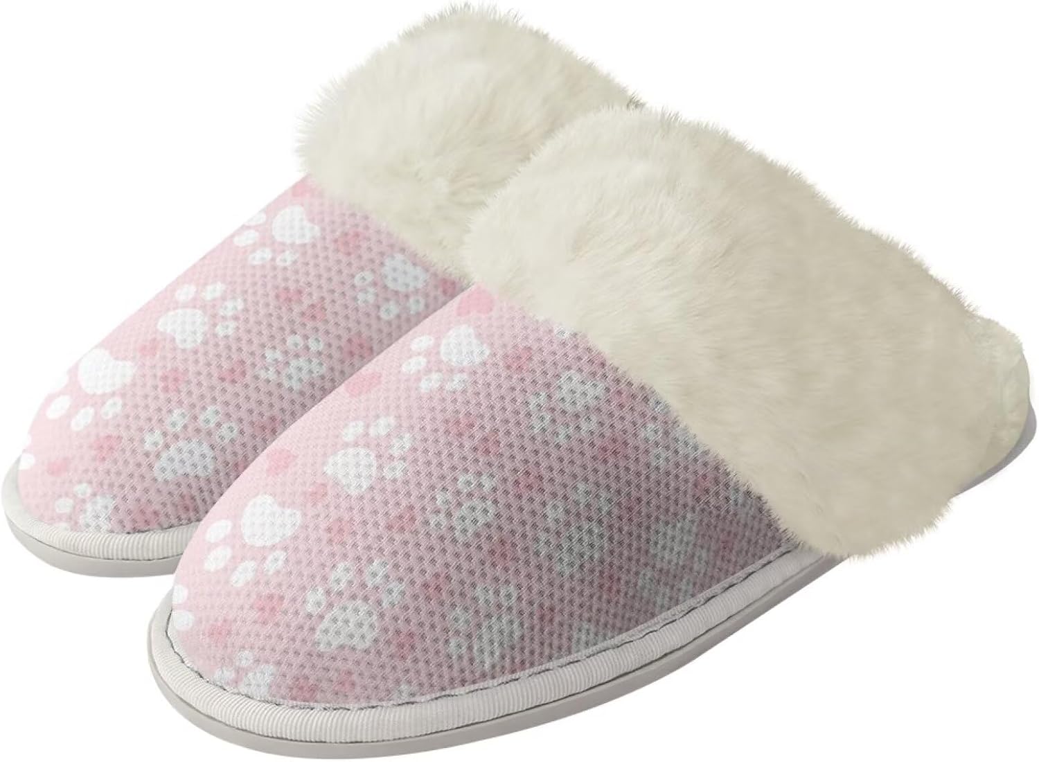 

Мягкие тапочки для женщин и мужчин, зимние теплые домашние тапочки на скользкой подошве, унисекс, мягкие плюшевые, закрытый носок, для дома, ванной или отеля Watdotory, белый/розовый