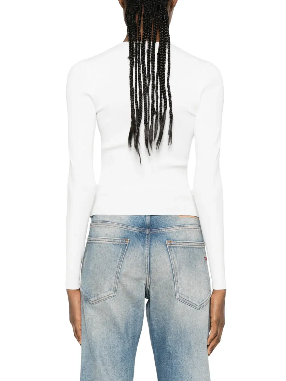 Вязаная футболка с длинными рукавами и логотипом Alexander Wang, белый — фото 4