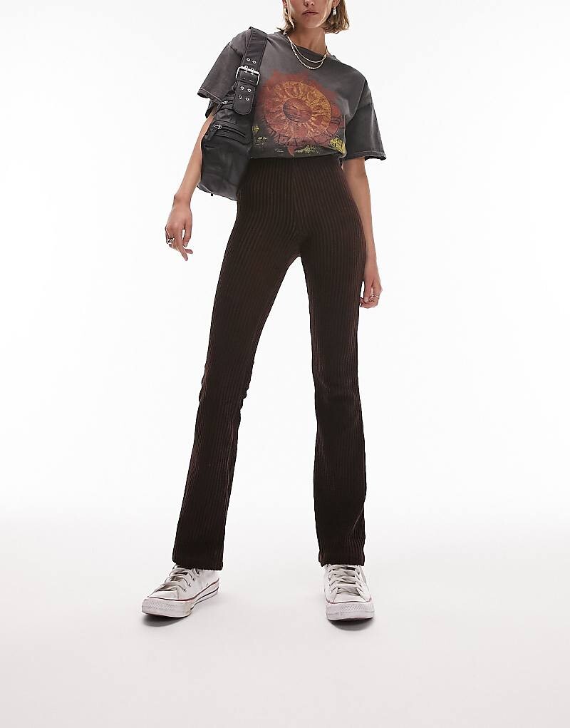 

Topshop Petite Шоколадно-коричневые вельветовые брюки-клеш из стрейча