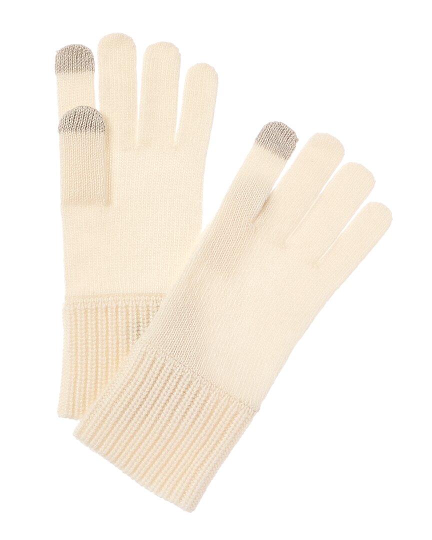 

Amicale Cashmere Knit Shaker Rib Cuff Перчатки из кашемира Tech, белый