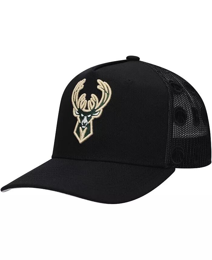 

Мужская черная регулируемая кепка с сетчатым логотипом Milwaukee Bucks Monogram Mitchell & Ness, черный