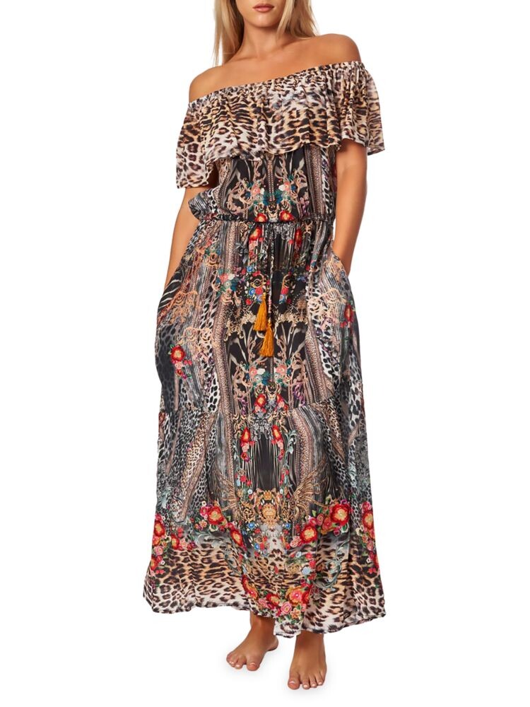 

Платье-прикрытие с открытыми плечами и принтом La Moda Clothing, цвет Eclectic Jungle
