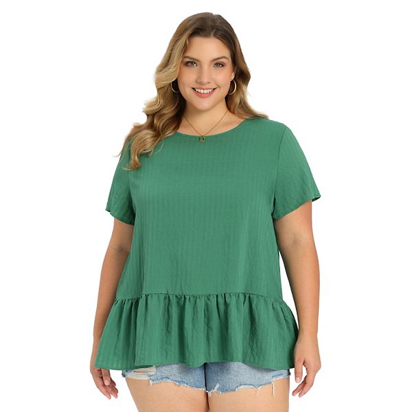 

Блуза Plus size с круглым вырезом и коротким рукавом Grace & Grandeur, Green