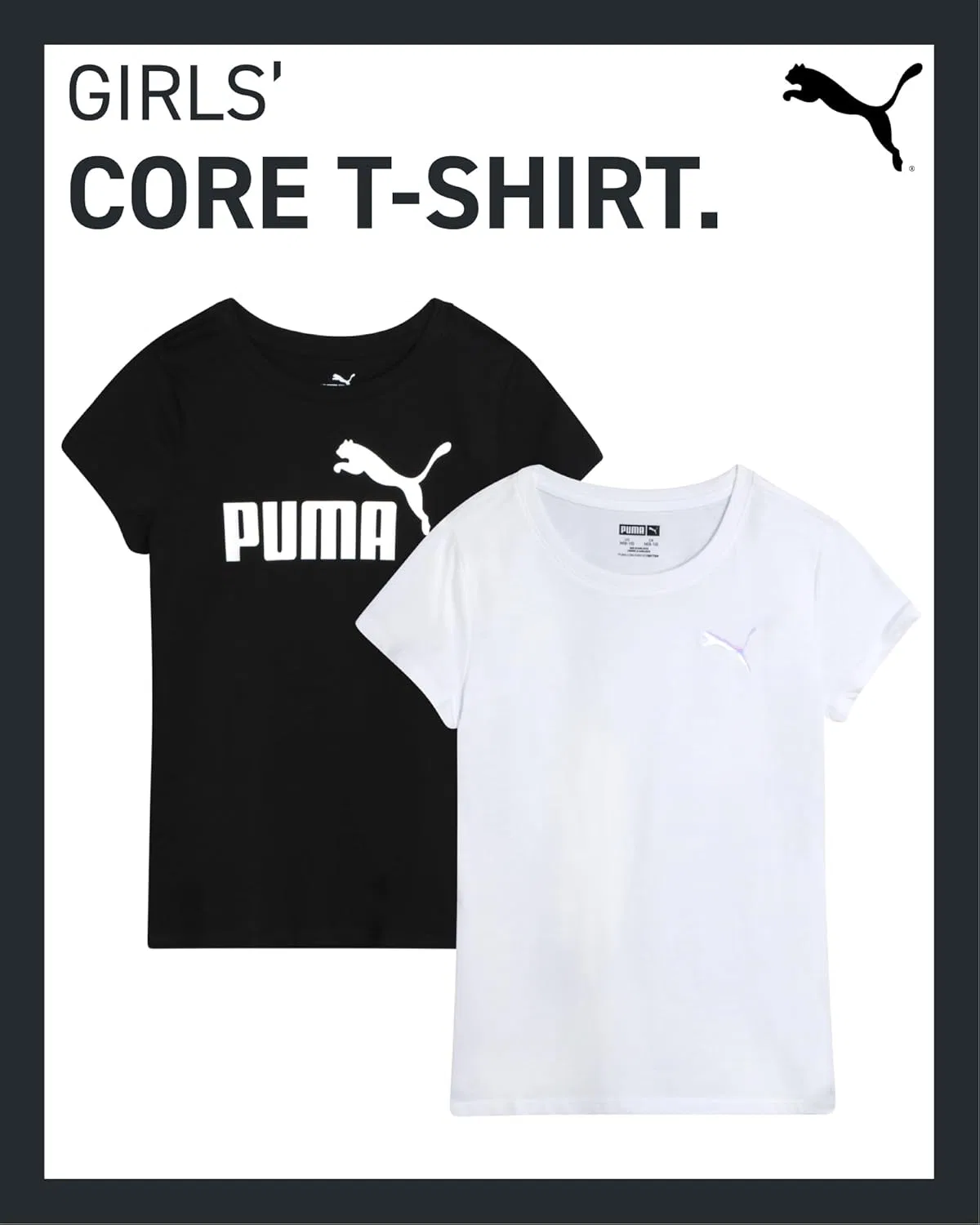 Футболка PUMA, 2 шт., логотип, белый/черный — фото 3
