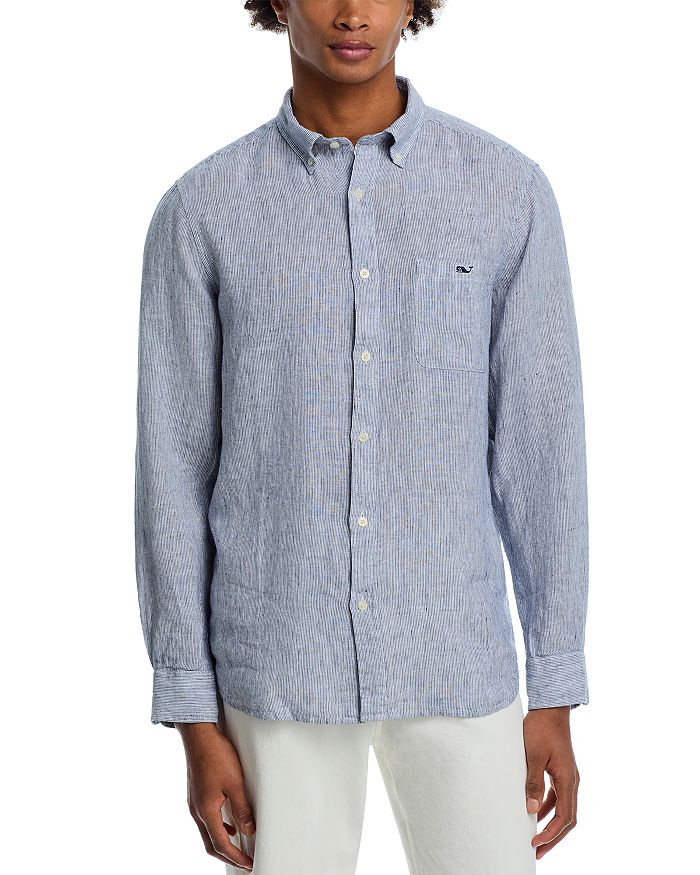 

Рубашка из тонкого льна в полоску Vineyard Vines, синий