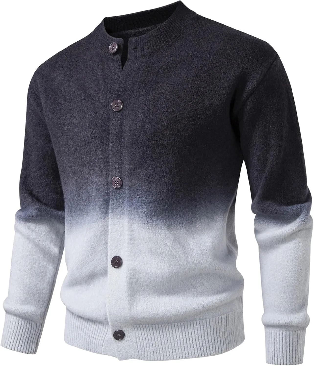 Мужской кардиган с градиентом, slim fit, вязаный — фото 3