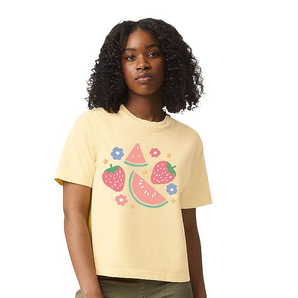 

Футболка с пастельными фруктами, relaxed fit, cropped Simply Sage Market, Butter, Зеленый, Футболка с пастельными фруктами, relaxed fit, cropped Simply Sage Market, Butter