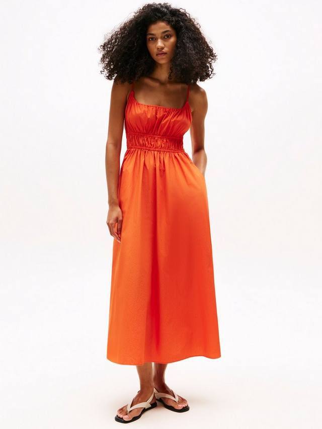 

Хлопковое макси-платье без рукавов с круглым вырезом Tommy Hilfiger, Mid Orange