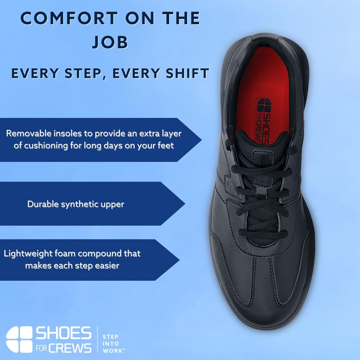 Мужские кроссовки Shoes for Crews с противоскользящей подошвой - комфортная, нескользящая обувь для ресторанов, здравоохранения, розничной торговли, гостиничного бизнеса и других сфер - Freestyle II, черный — фото 3