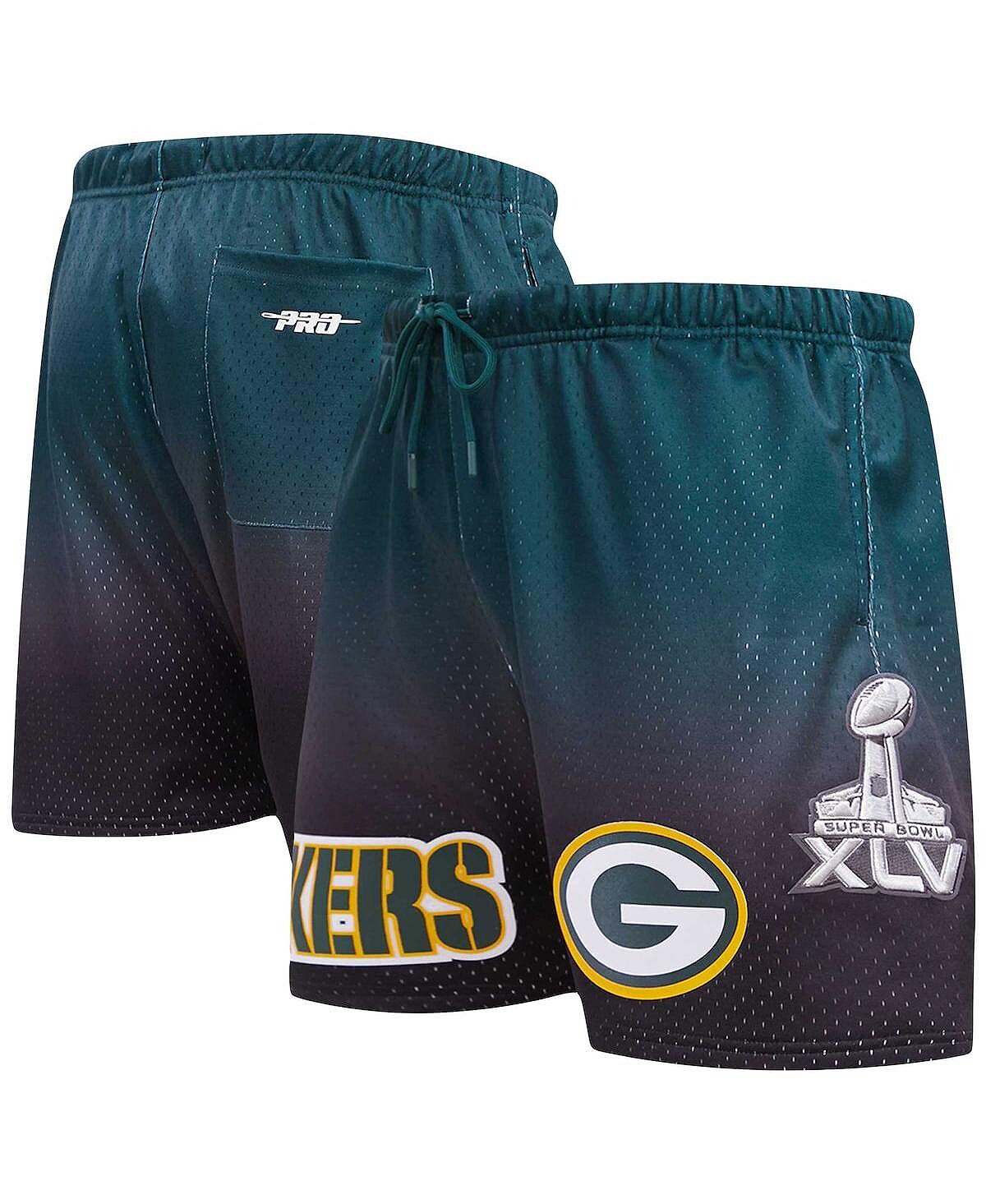 

Мужские черные, зеленые шорты Green Bay Packers в сетку с эффектом омбре Pro Standard