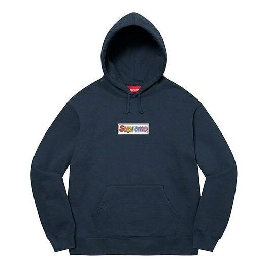 

Толстовка bling box logo hooded sweatshirt 'navy white' Supreme, синий