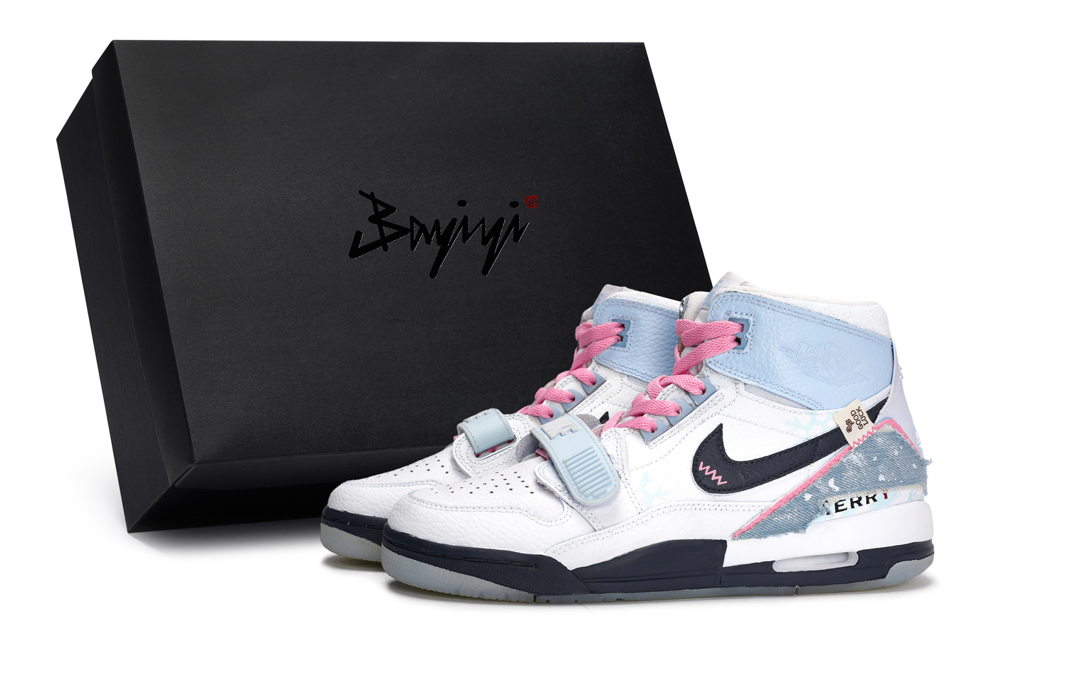 

Jordan Наследственные 312 амортизация, износостойкие мид-топ детские баскетбольные кроссовки blue white black pink подростковые