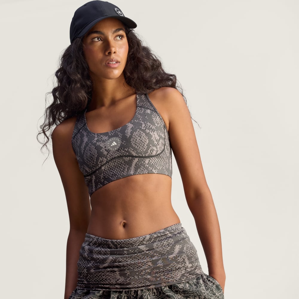 

Спортивный бюстгальтер Adidas By Stella McCartney Power Impact Training Bra Medium Support Printed, цвет Charcoal/Black