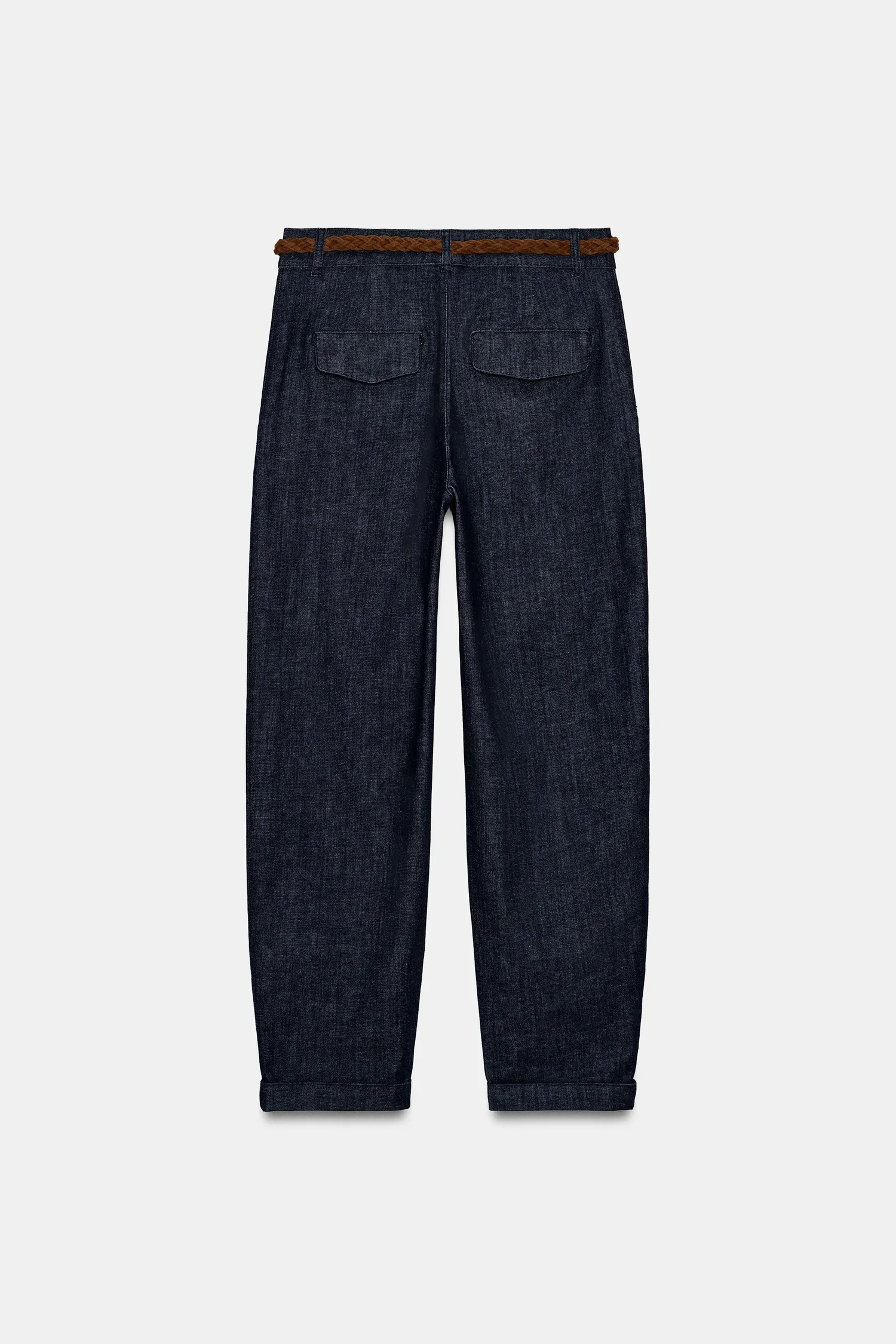 Брюки чинос с плетеным поясом Zara, индиго — фото 4