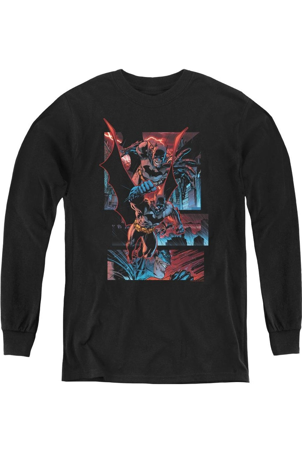 

Футболка с длинным рукавом для подростков Batman Dark Knight с панелями Gildan, черный