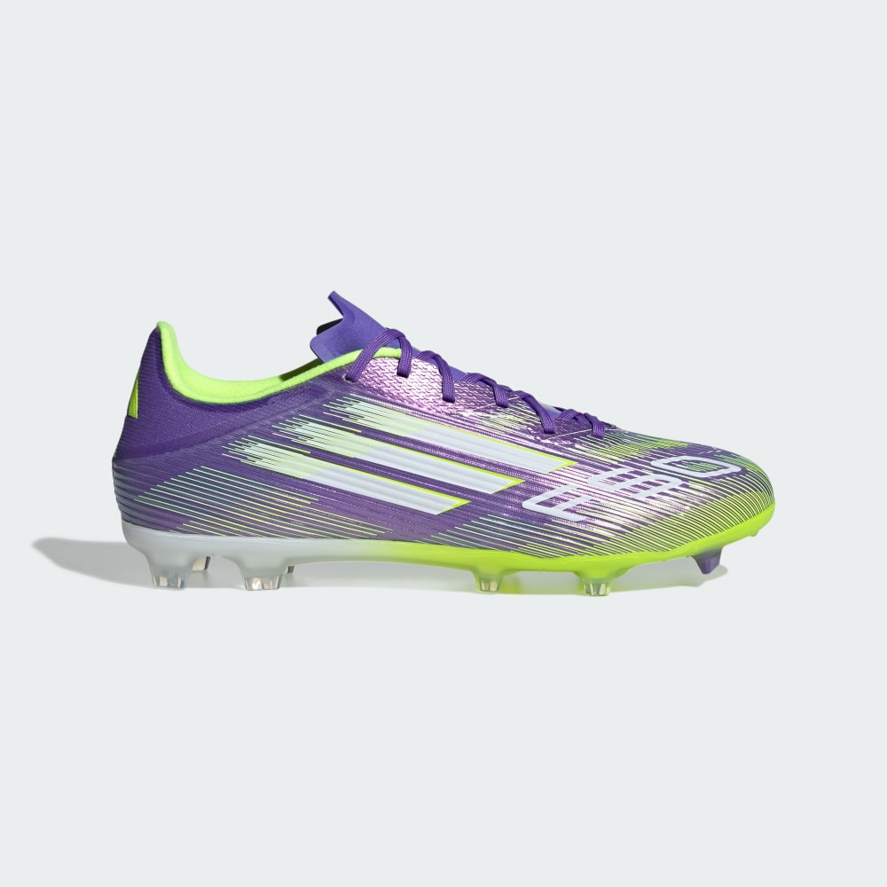 Бутсы Adidas F50 League Firm/Multi-Ground Cleats, цвет Purple Rush/Cloud White/Lucid Lemon — фото 2
